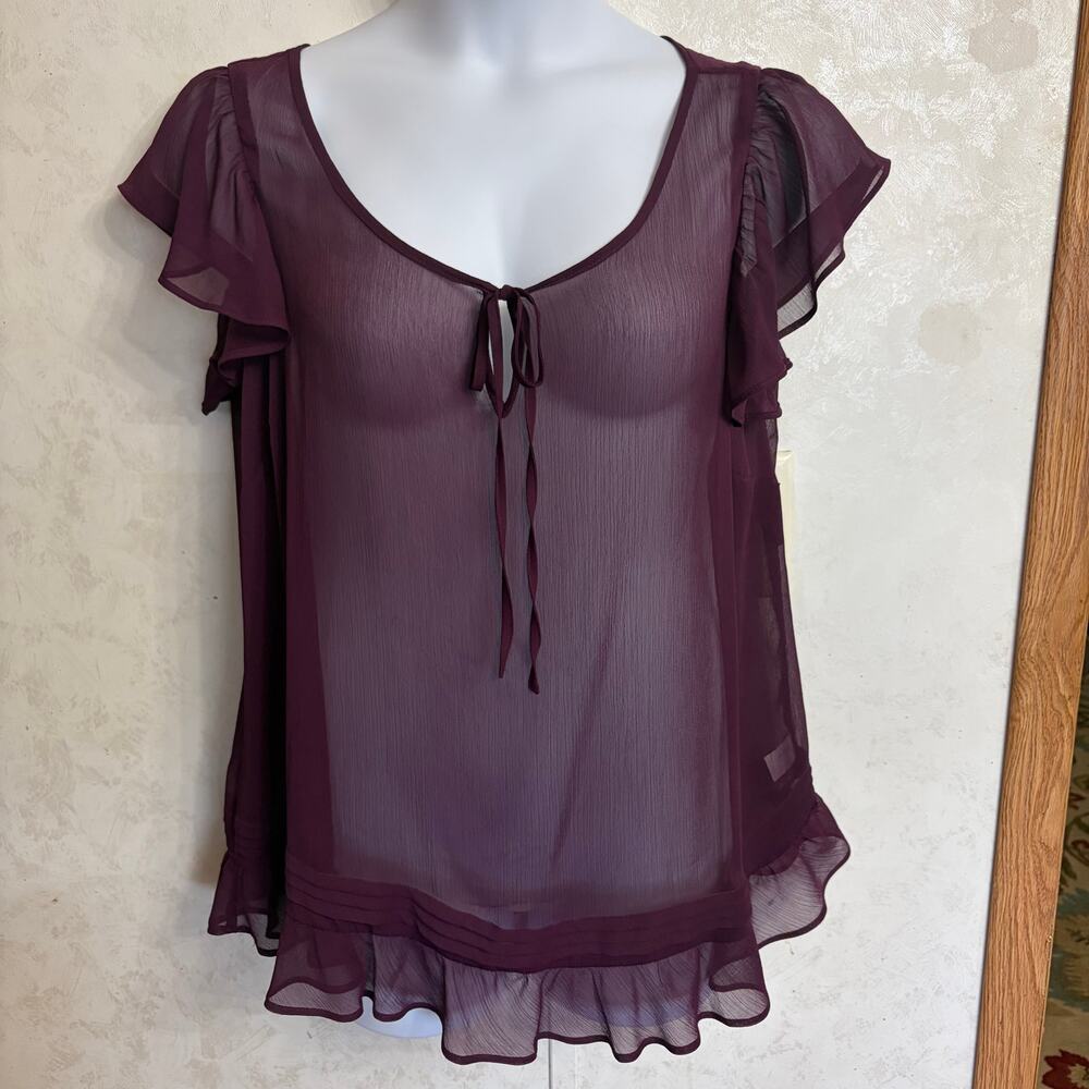 Old Navy Plum Sheer Chiffon Flutter Sleeve Whimsigoth Fairycore Boho Plus XXL